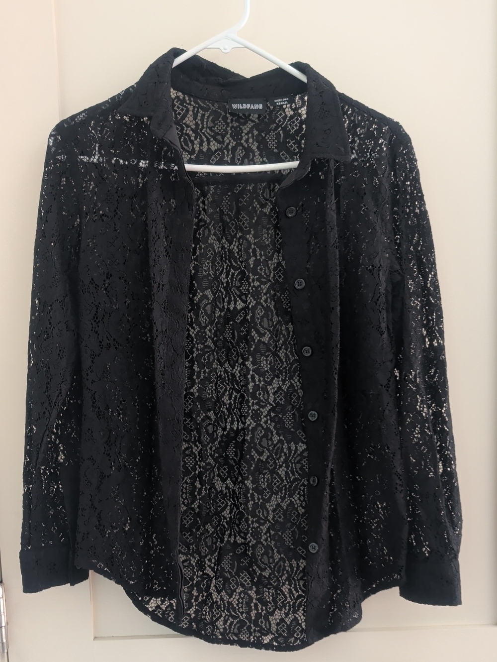 Wildfang Black Sheer Lace Button Front Jacket